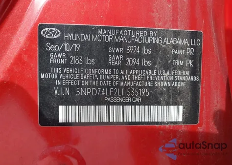 2020 Hyundai Elantra Se из США, поврежденный, VIN 5NPD74LF2LH535195